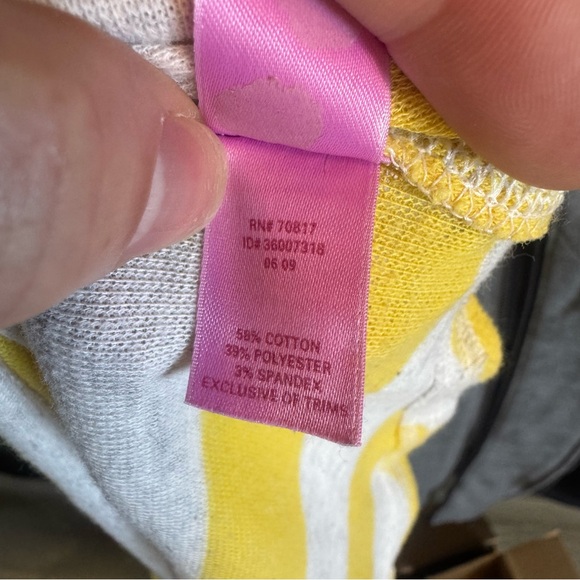 Y2K Vintage Victoria’s Secret PINK Yellow and Gray Striped Long Sleeve Henley - Picture 6 of 8